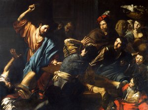 Christ driving the money-lenders from the temple by Valentin de Boulogne